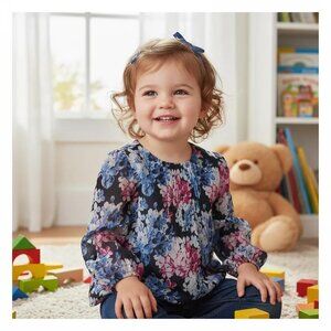 Janie and Jack Floral Pintuck Blouse Toddler Girl size 4